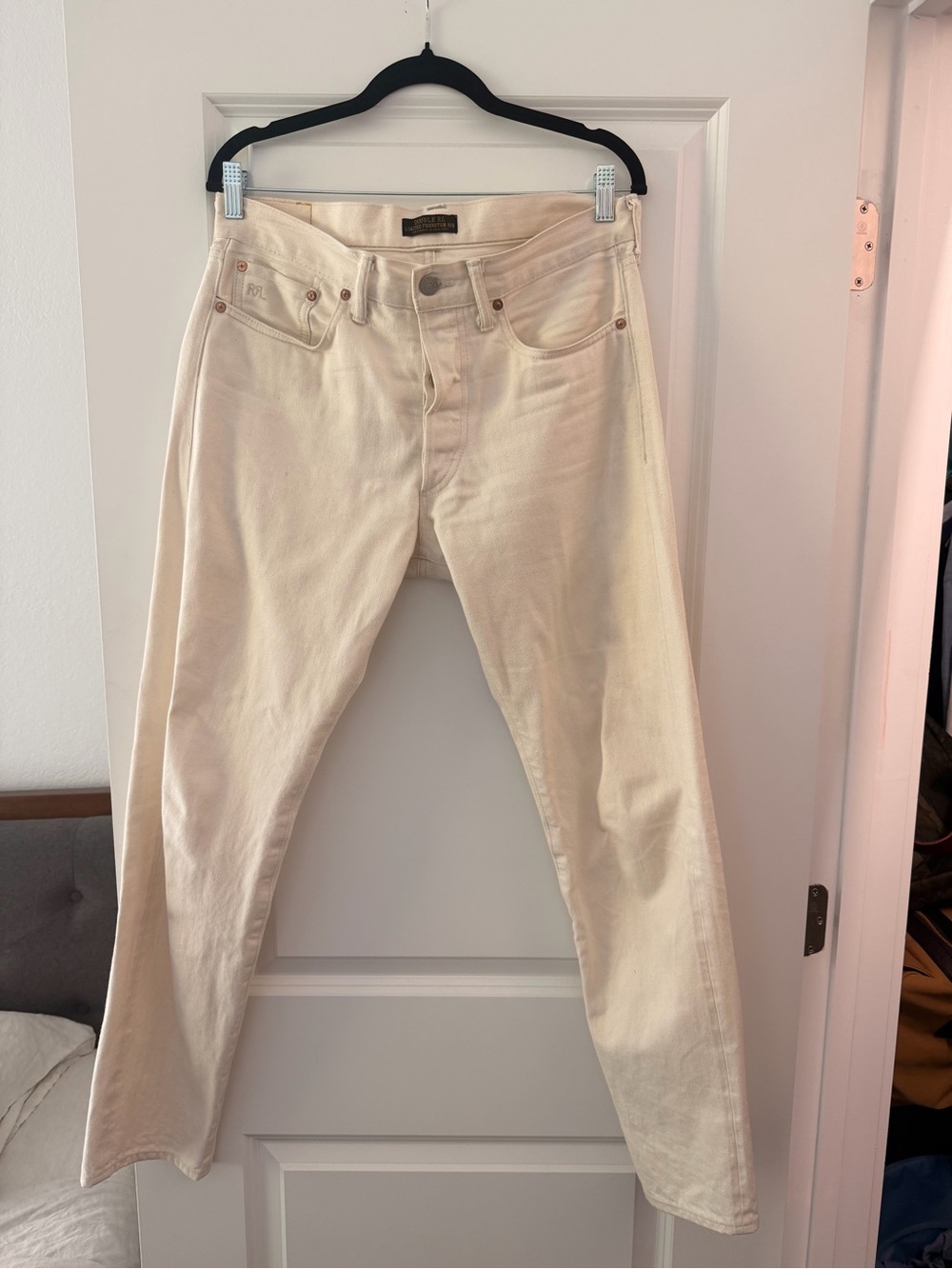 RRL Double RL Straight leg taper overalls Men Jeans limited production ivory RAW